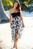 BLACK WHITE PRINTED BEACH DRESS