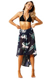 TROPICAL LEAF PRINT NAVY CONVERTIBLE BEACH DRESS