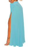 LIGHT BLUE SHEER WRAP MAXI BEACH SKIRT