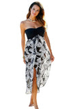 BLACK WHITE PRINTED BEACH DRESS