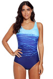 BLUE GRADIENT CRISS CROSS BACK ONE PIECE SWIMSUIT