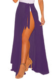 DARK PURPLE SHEER WRAP MAXI BEACH SKIRT