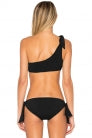 BLACK ONE SHOULDER BIKINI TIE UP 2PCS SWIMSUIT
